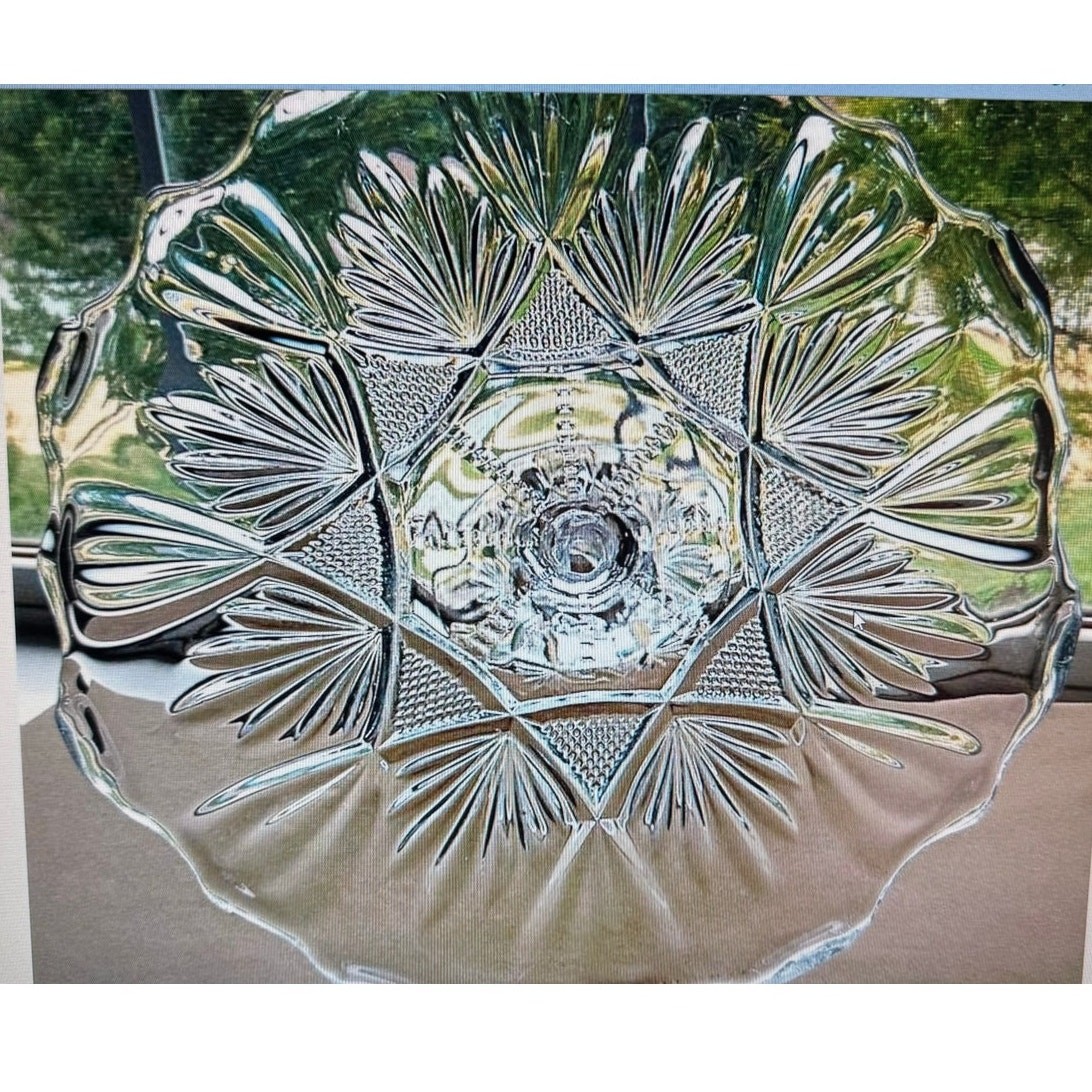 Antique Early American Pattern Glass (EAPG) Cake Stand Plate Bryce Higbee & Co.