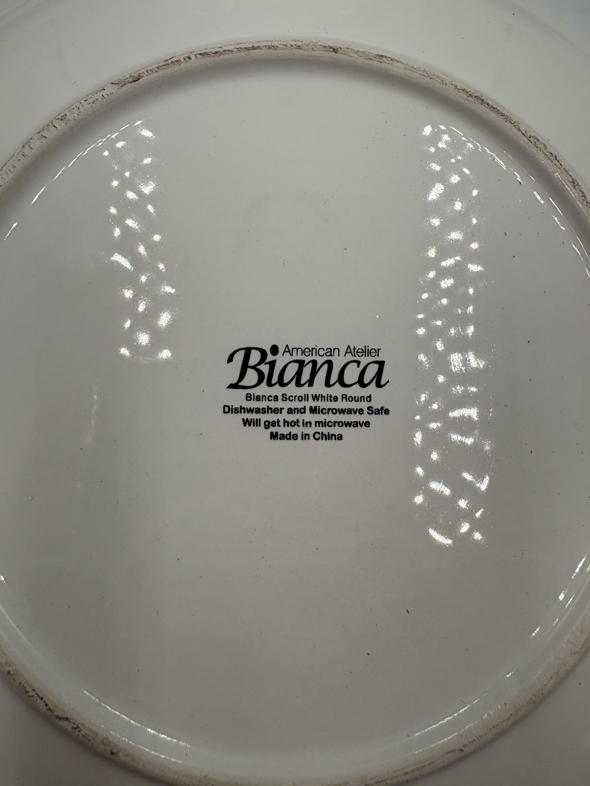 American Atelier Bianca Bead Salad Plate 8” Set of 4 Dining White Elegant Round