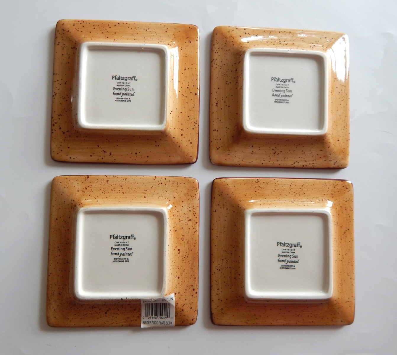 PFALTZGRAFF EVENING SUN 5 1/4″ SQUARE FINGER FOOD PLATES SET OF 4 NEW W/TAG