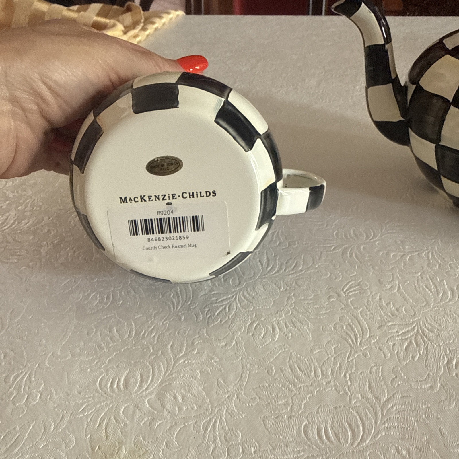 MacKenzie-Childs Courtly Check 4-Cup Teapot With Two Cups