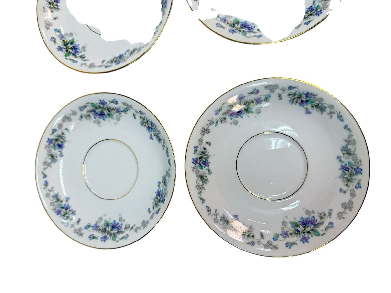 Set of 6 Noritake Violette 3054 Saucers – Excellent Condition – Gold Trim -Japan