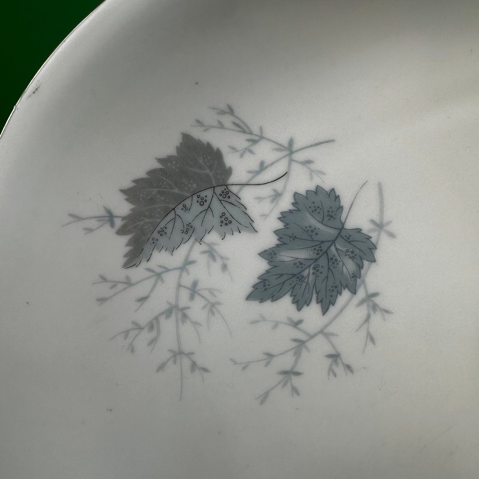 Vintage Forest Fine China Windward Platter 14″ Oval Blue Gray Leaf W. Germany