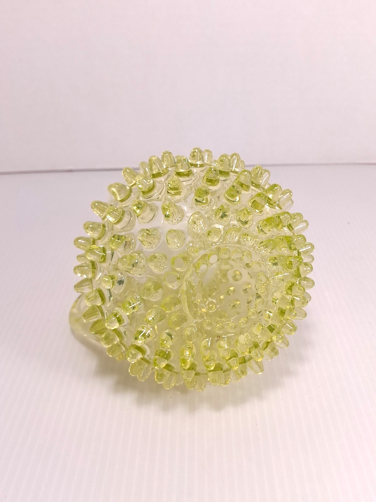 RARE Hobbs Brockunier Hobnail Uranium Vaseline Glass Small / Toy Pitcher EAPG