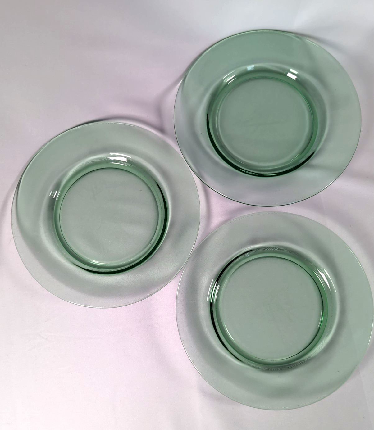 Mixed Set of 8 Green Glass Salad / Side / Dessert Plates
