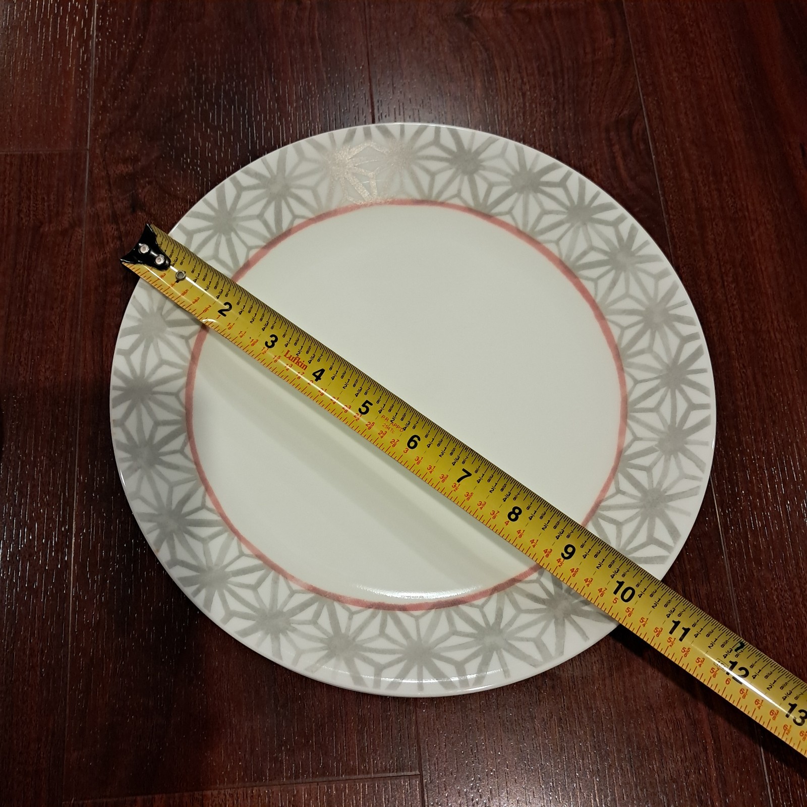 Corelle Service For 6 Amalfi Rose Mediterranean Inspired Grey w/Pink Geometrics
