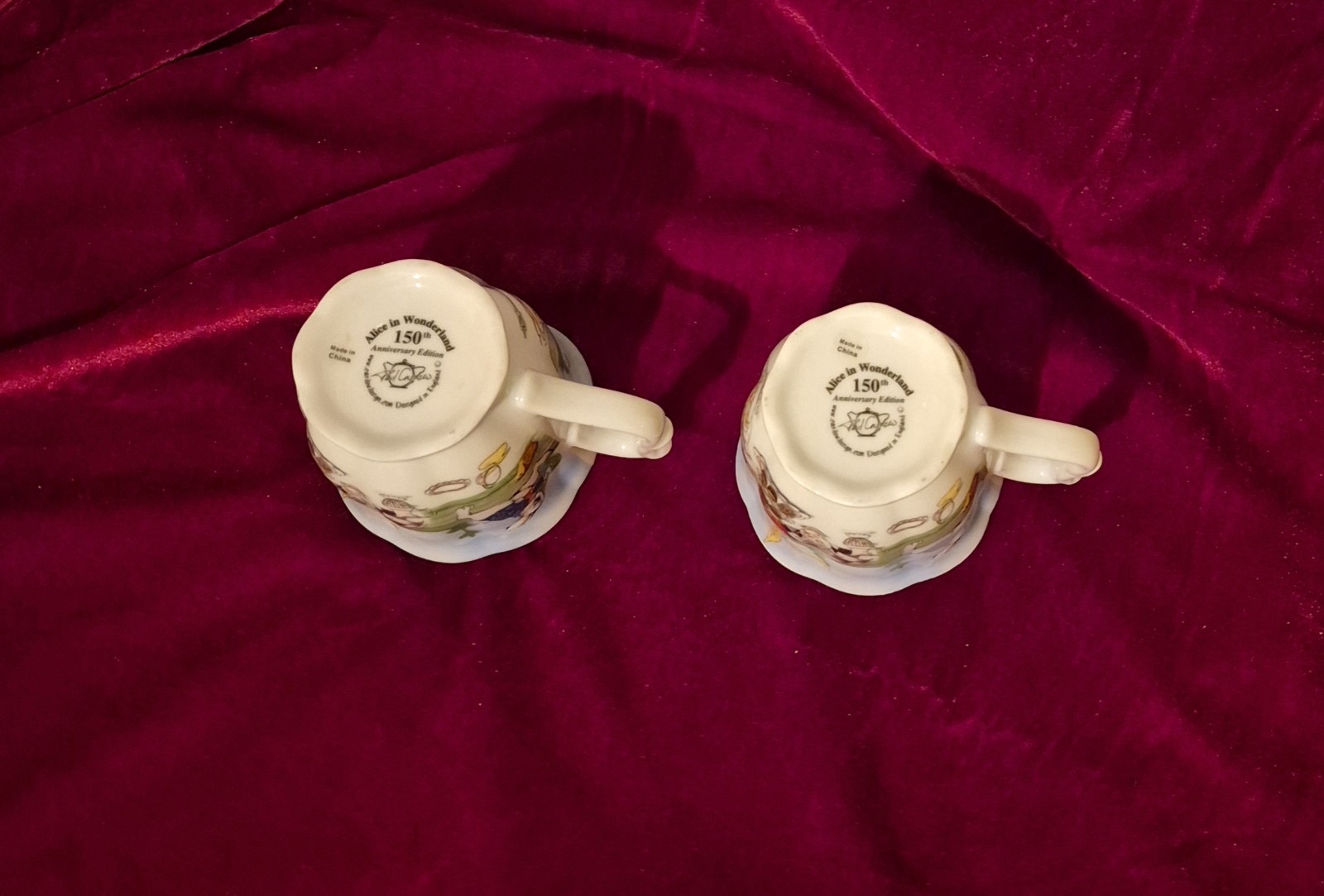 Paul Cardew Alice in Wonderland 150th Anniversary Edition tea cups & Saucers