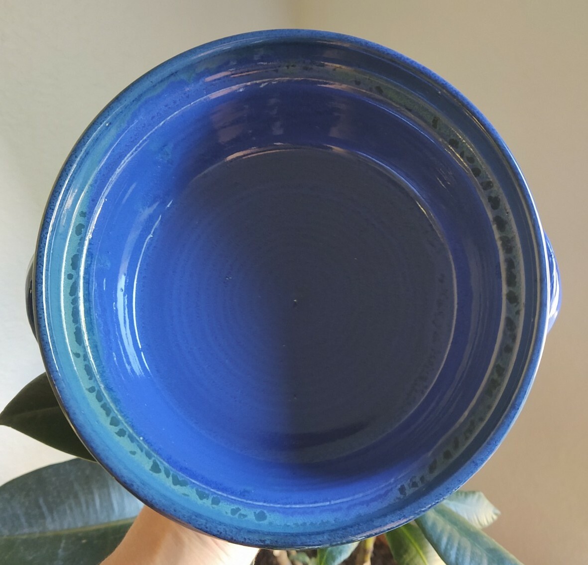 Vintage Studio Pottery Ceramic Handmade Blue Green Drip Glaze Lidded Dish Signed