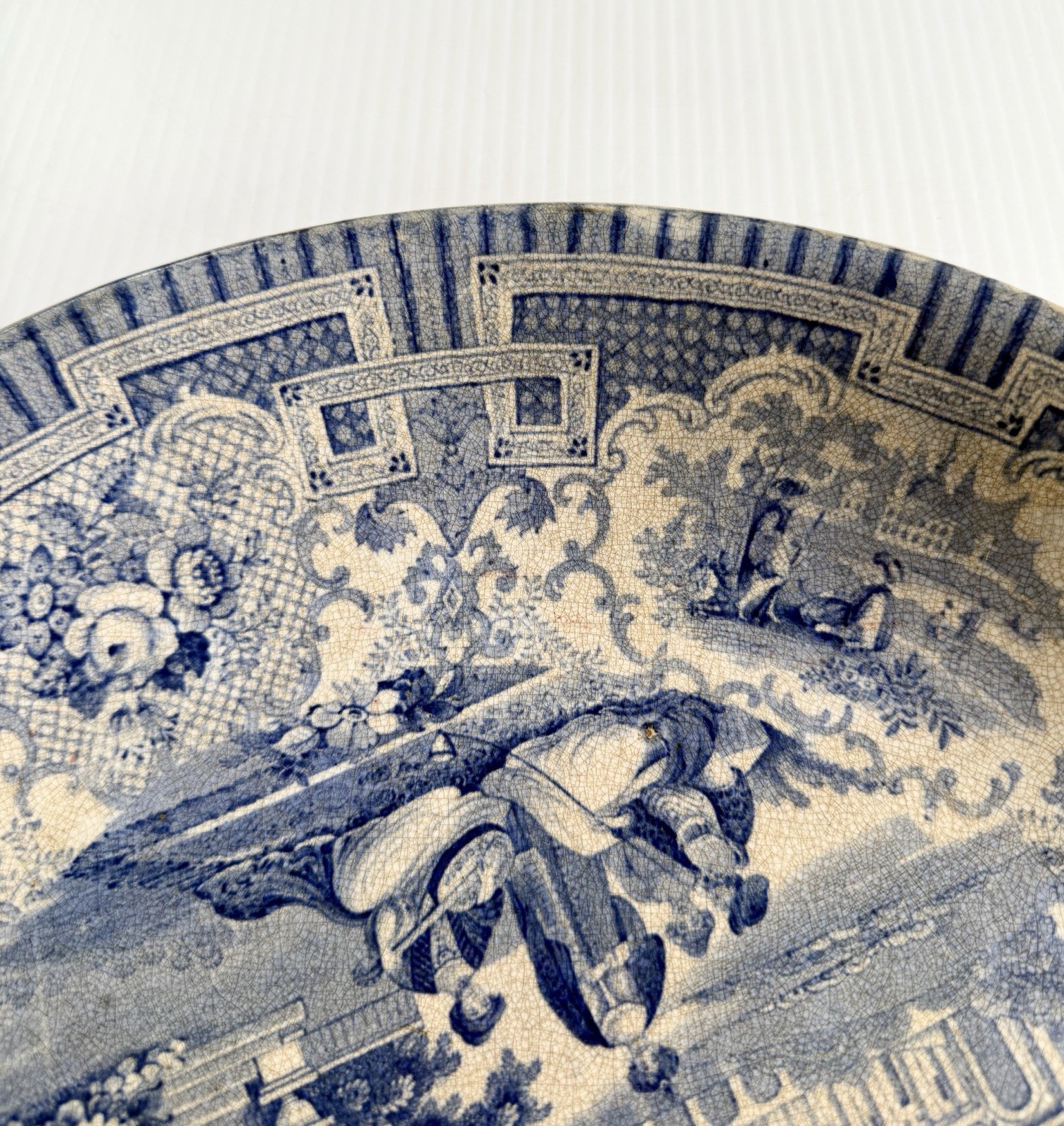 Antique Ironstone RA Kidston Verreville SYRIAN Blue Transfer Platter Rice Dish