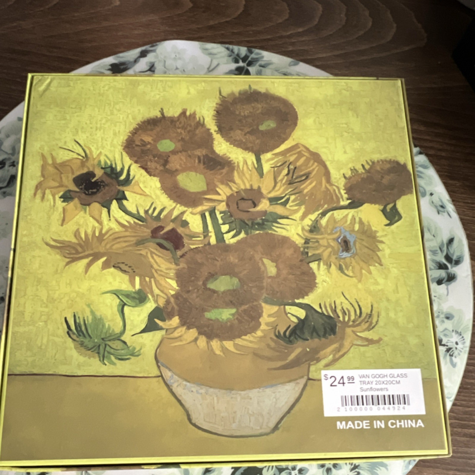 Van Gogh Glass Tray Sunflowers Square 20x20cm Licensed Reproduction China