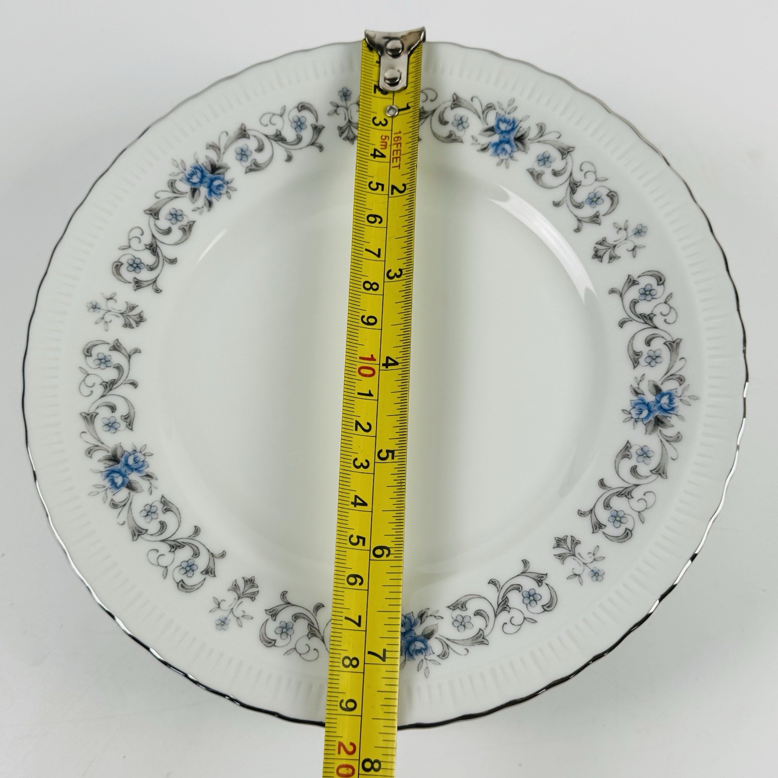 Harmony House Japan Minuet 7.5” Luncheon Plates Set Of 6 Blue Grey Flowers
