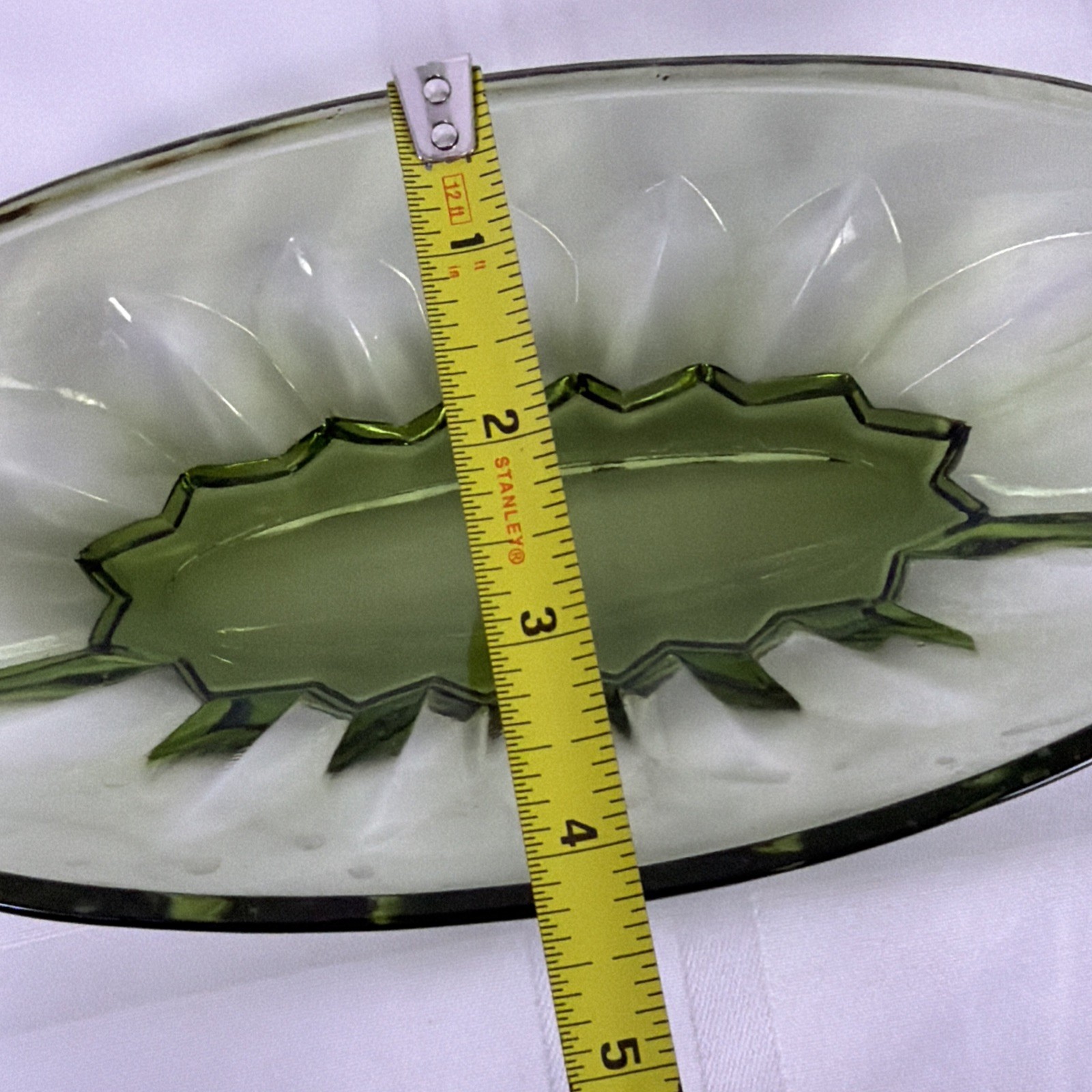 Vintage Indiana Glass Depression Olive Green Pickle Relish Dish