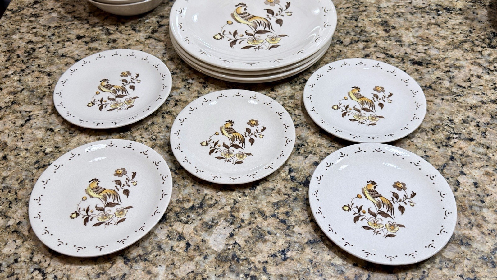 Vintage Johnson Bros Sun Up 15pc Dinner Set Staffordshire Old Granite England EC