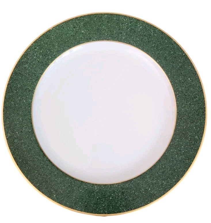 New BERNARDAUD Limoges France Dark Green GRANITE EMERALD Plate #77