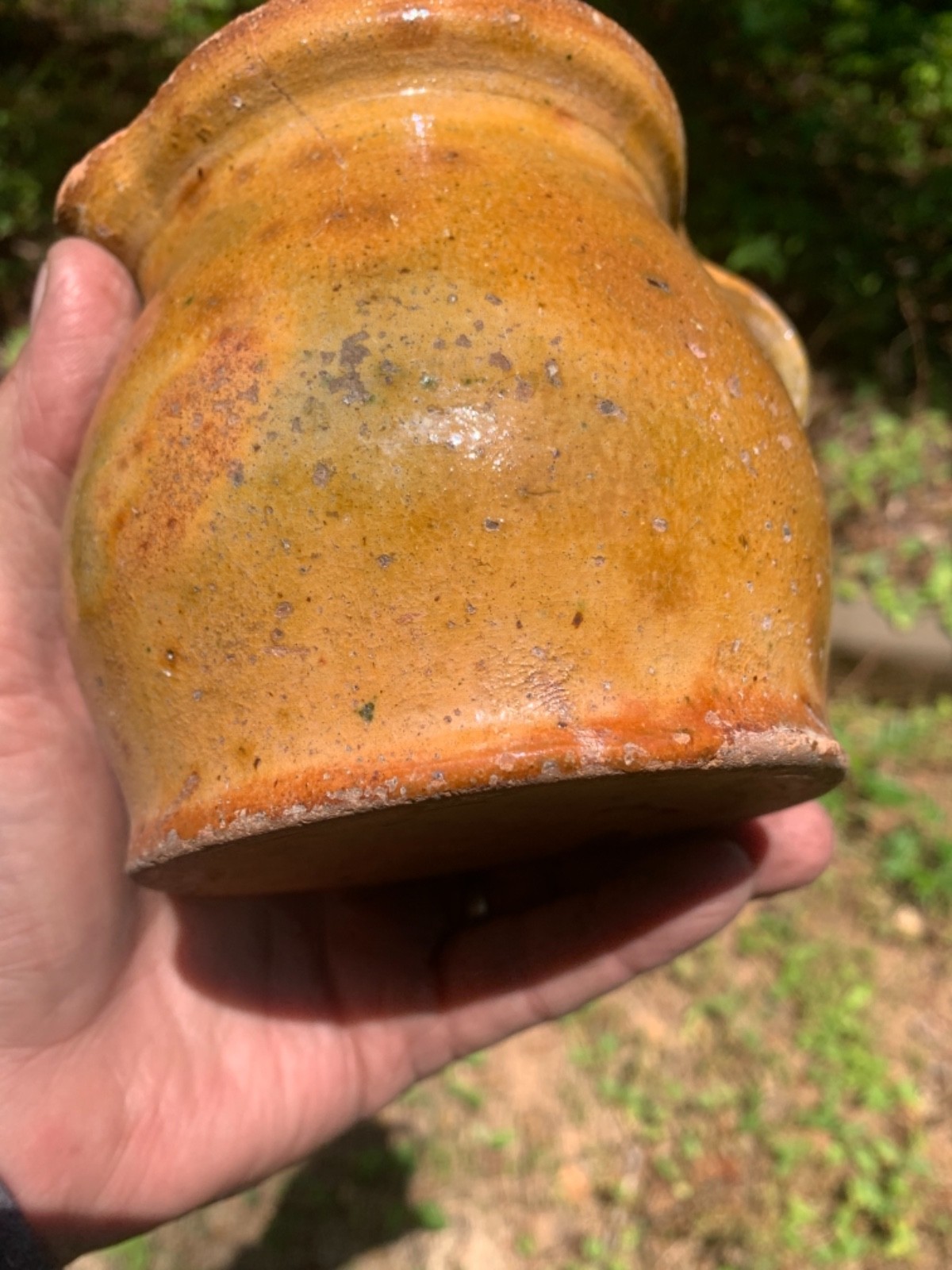 redware quart Pitcher Super Glaze no lid – flakes