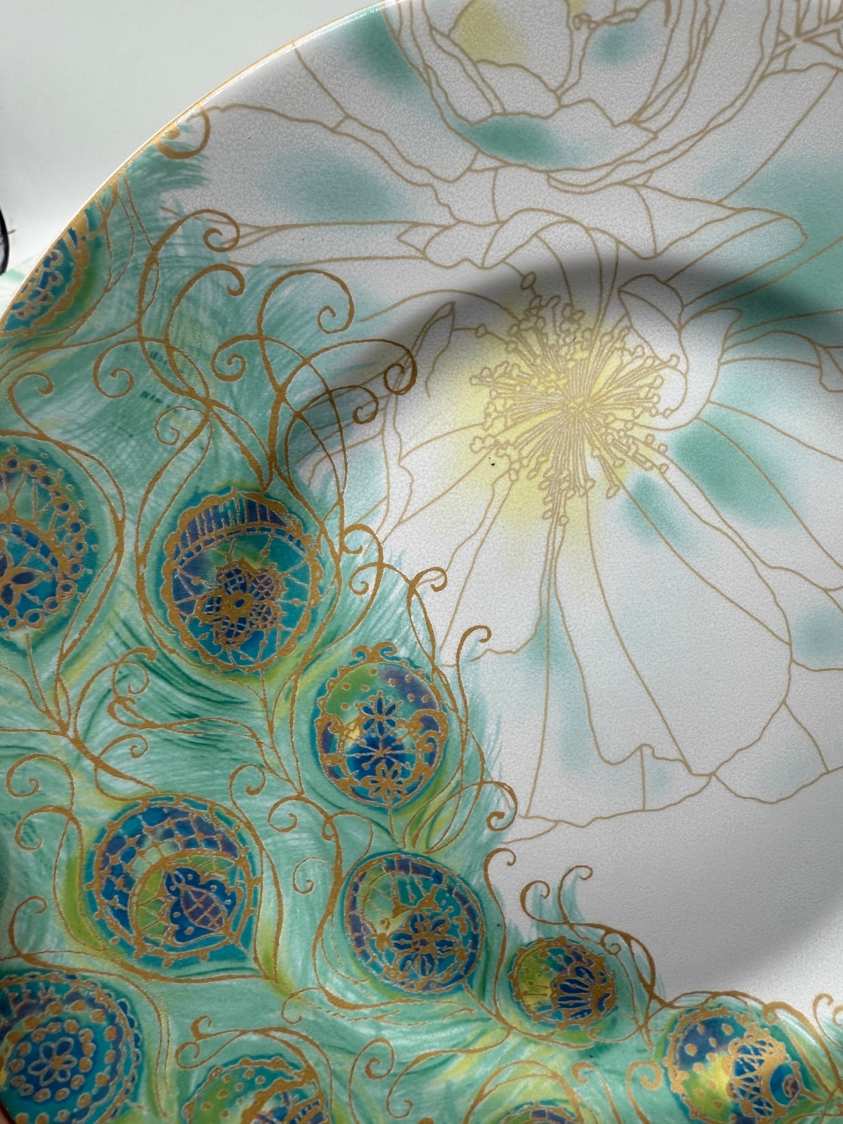 222 Fifth Lakshmi Peacock Floral Salad Plates Set of 4 Multicolor – Read