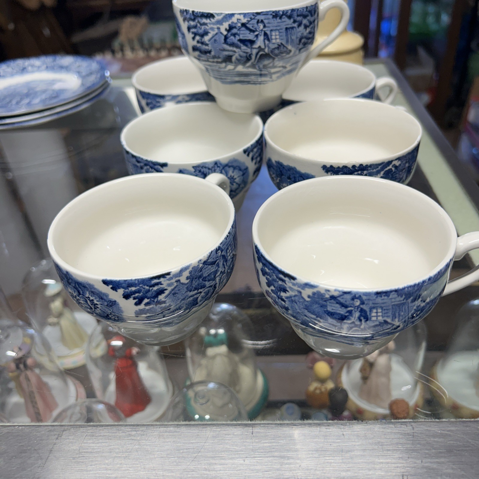 Liberty Blue Historical Colonial Scenes, Staffordshire, Coffee / Tea Cups (7)