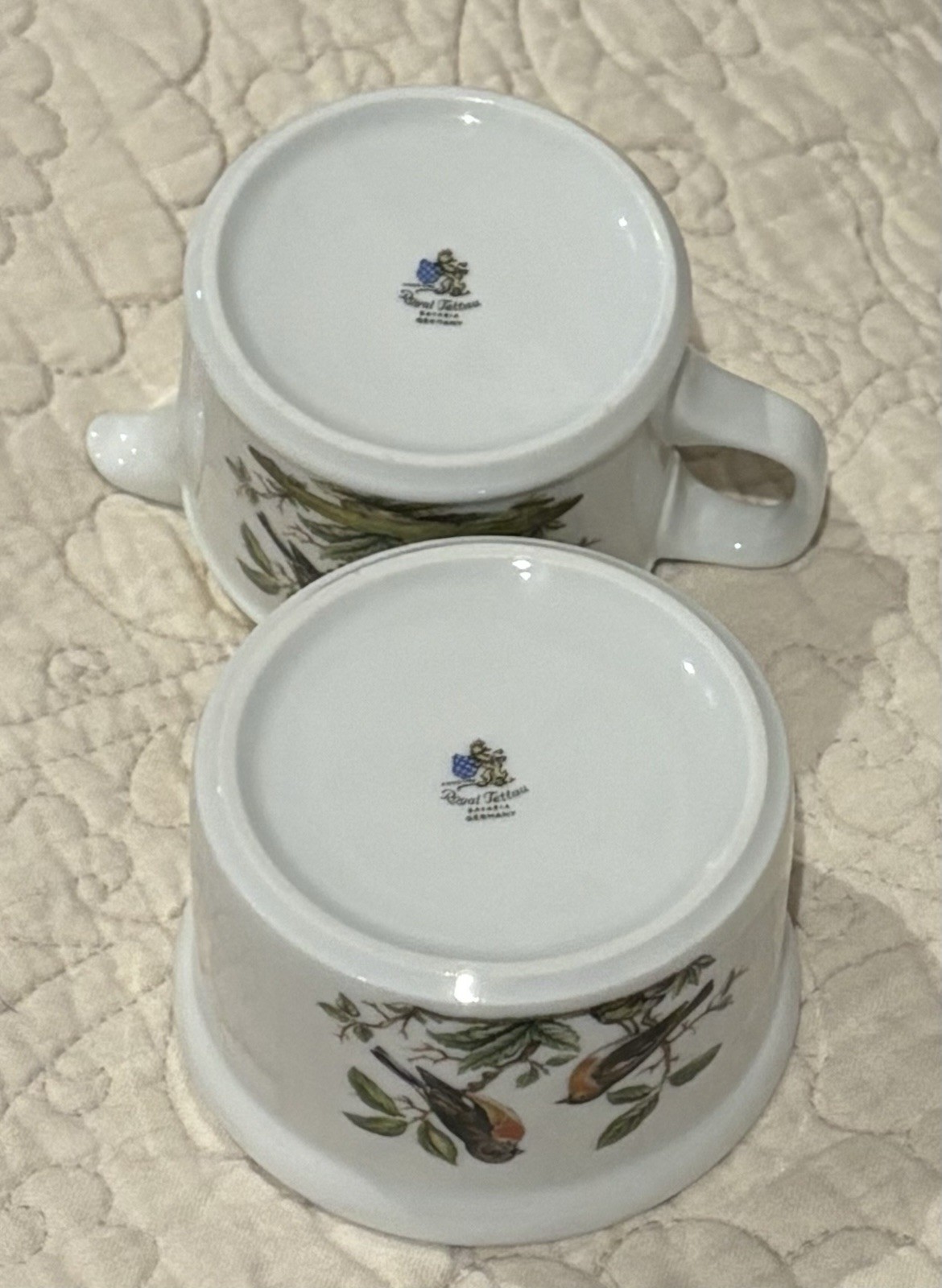 Royal Tettau Woodsong Creamer & Lidded Sugar Bowl Germany Excellent