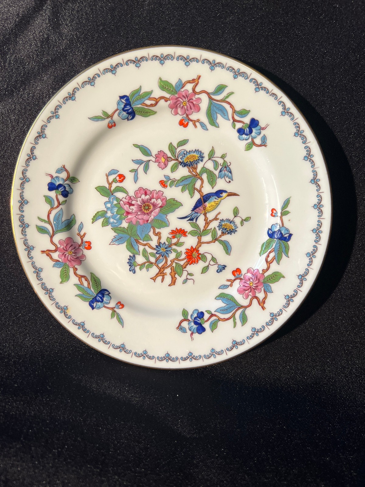 Aynsley Pembroke Set of 8 Salad Plates, 6-1/2″, Bird, Gold Trim, Bone China