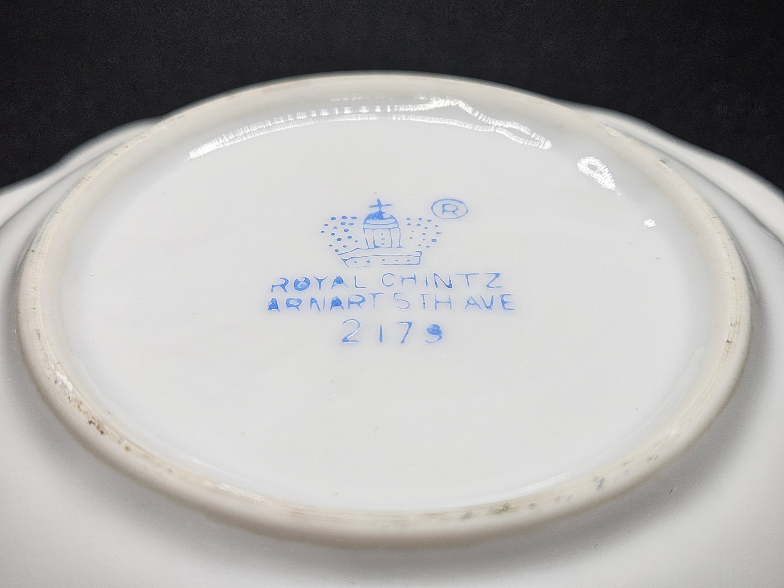 Vintage Royal Chintz Arnart 5th Ave Blue Roses Pitcher Creamer and Saucer #217