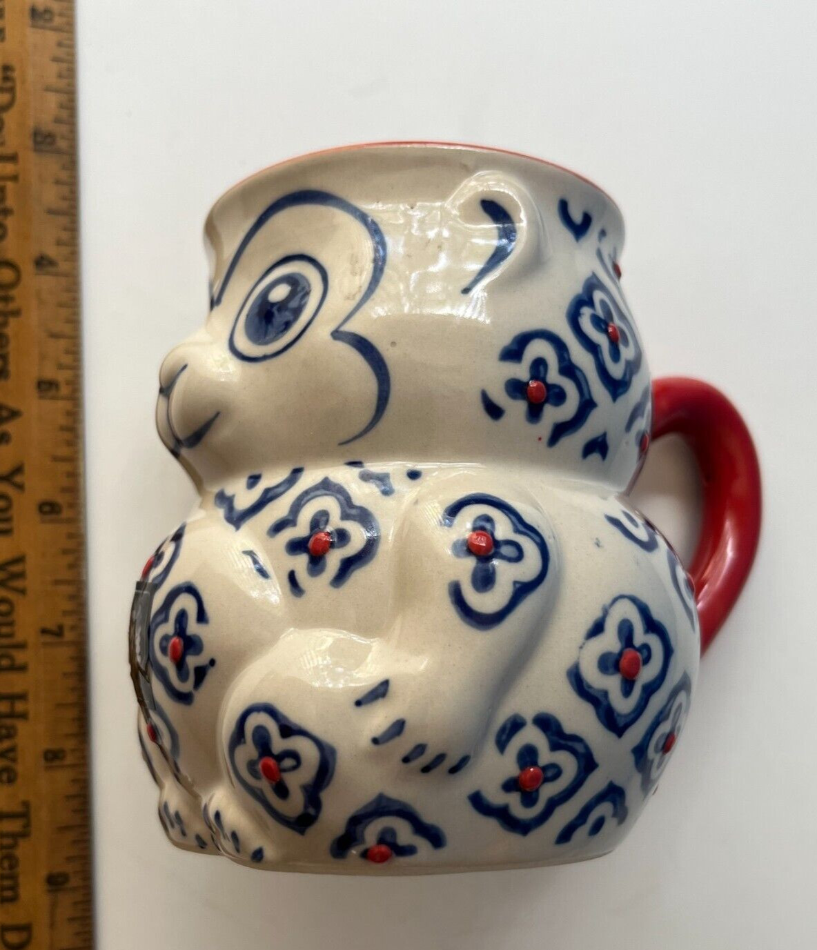 MIYABI YOKOHAMA STUDIO 3D Monkey Hand Painted COFFEE Tea Cup Mug Tail Handle