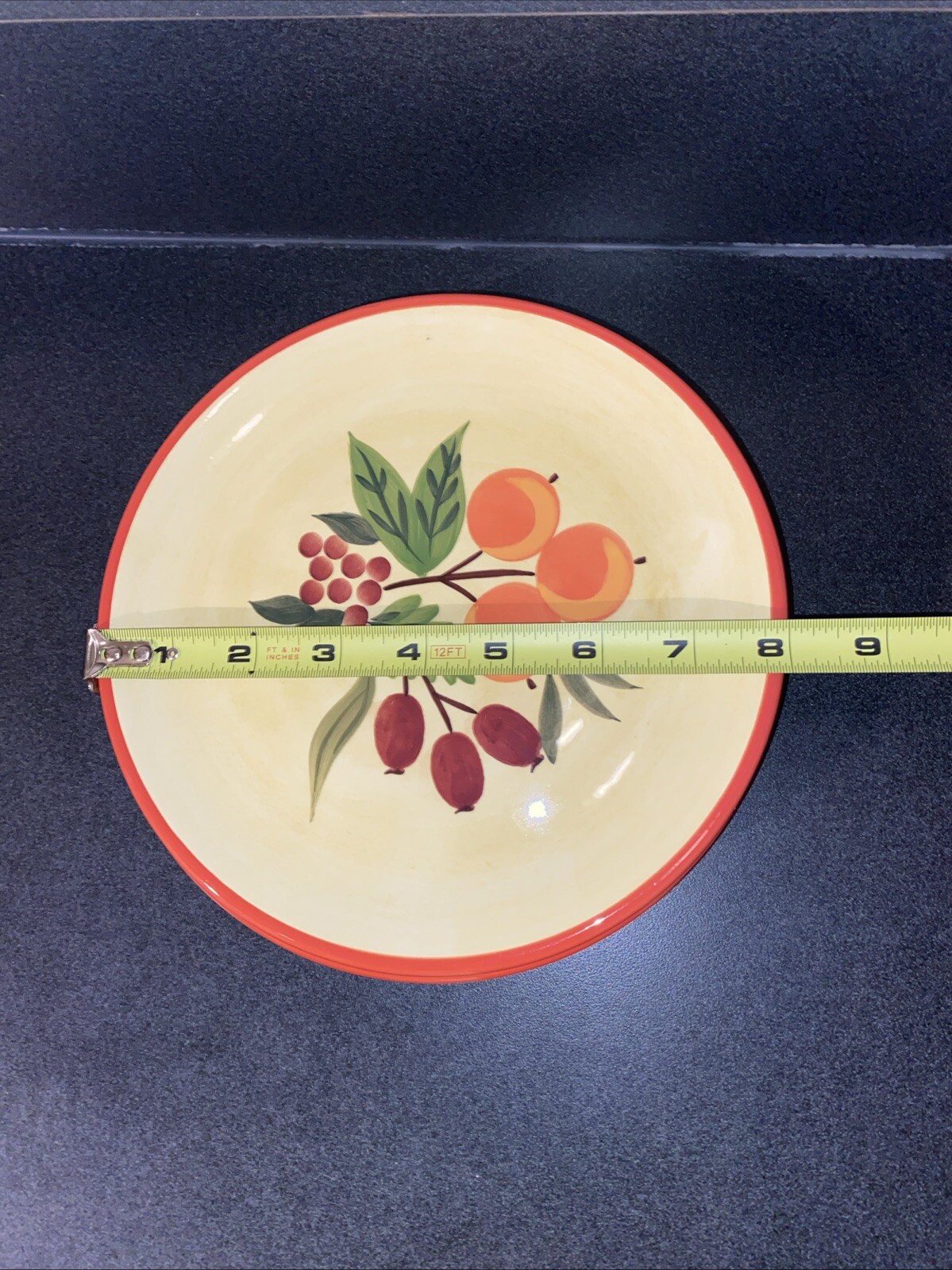 4 Salad Plates 8 in. Crate & Barrell Pomegranate Wreath Holiday