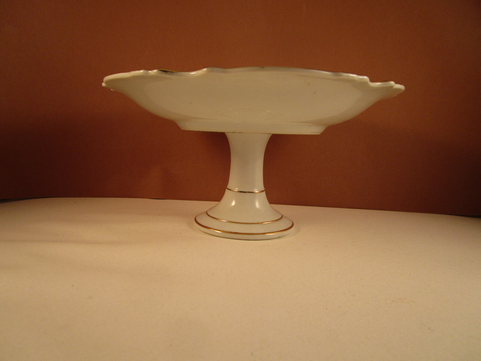 Vintage Lipper & Mann Creations Japan Pedestal Candy Dish Plate Violets Flowers