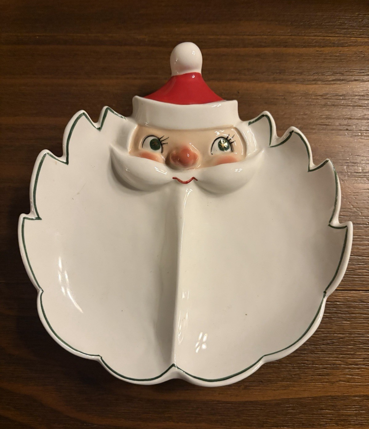 Holt Howard 1959 Santa Face Ceramic 2-Compartment Divided Dish Japan