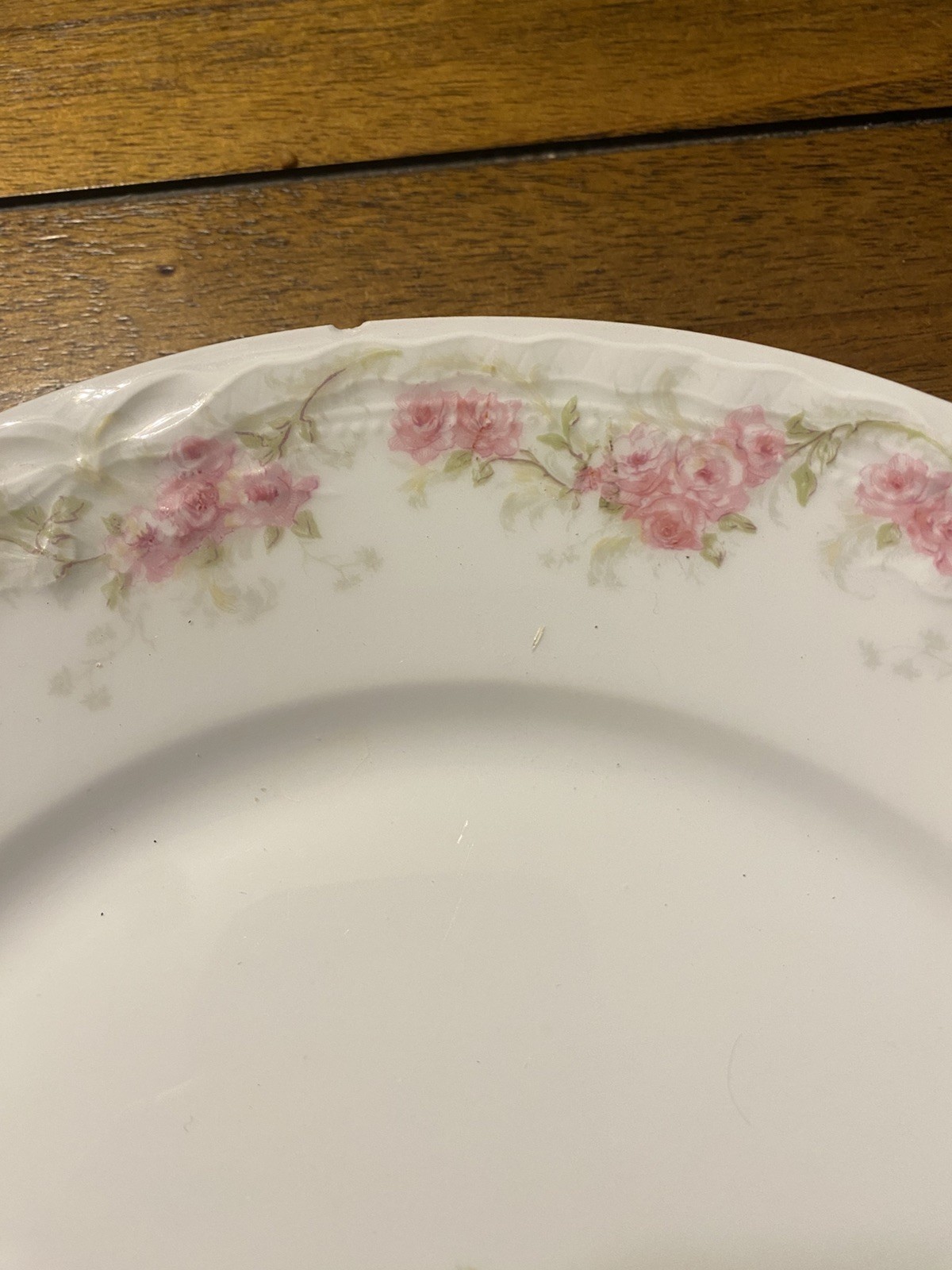 Haviland Limoges Schleiger 1098 Dinner Plate; Pink Rose Garland c1903