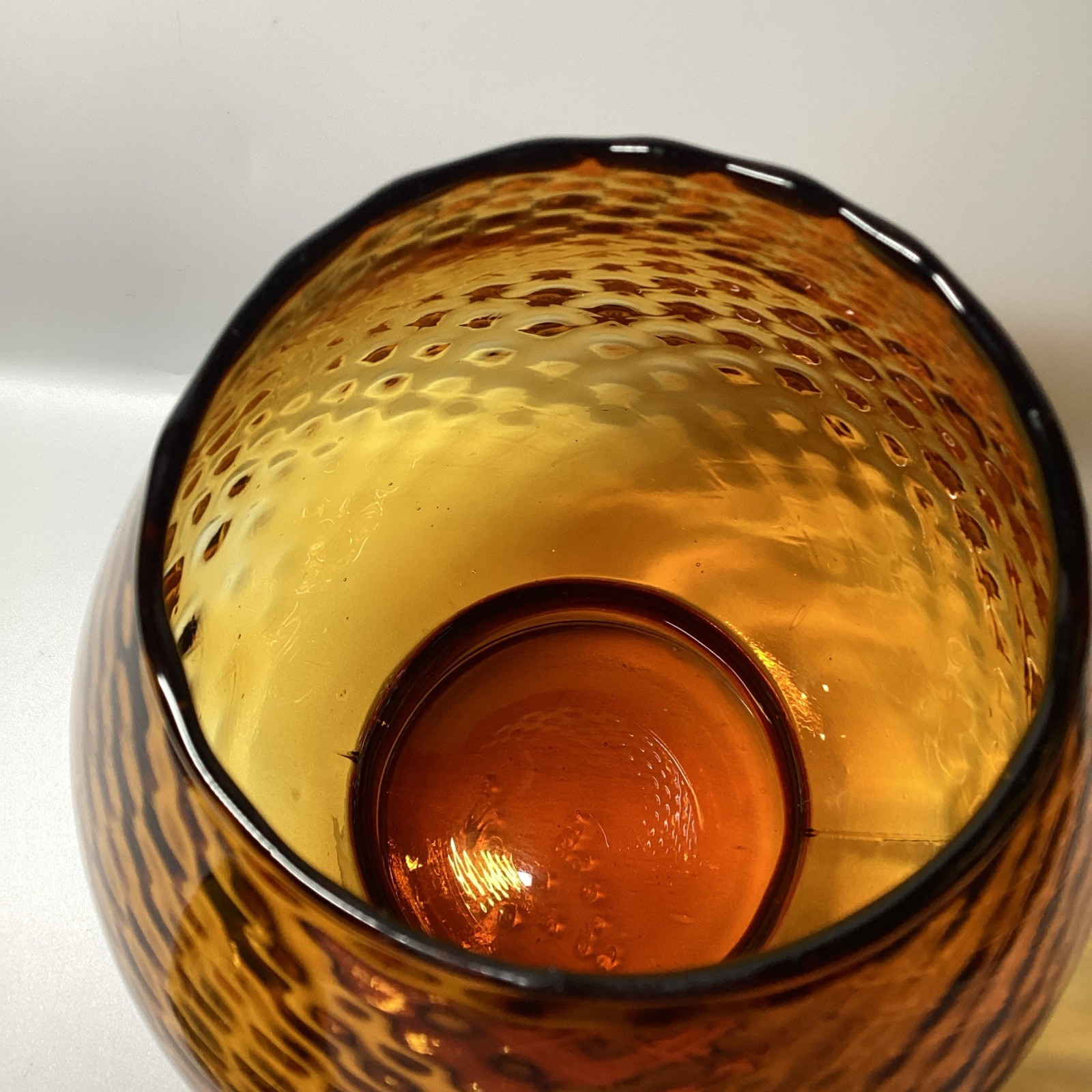 Vintage Italian Empoli Amber Glass Apothecary Candy Compote Jar