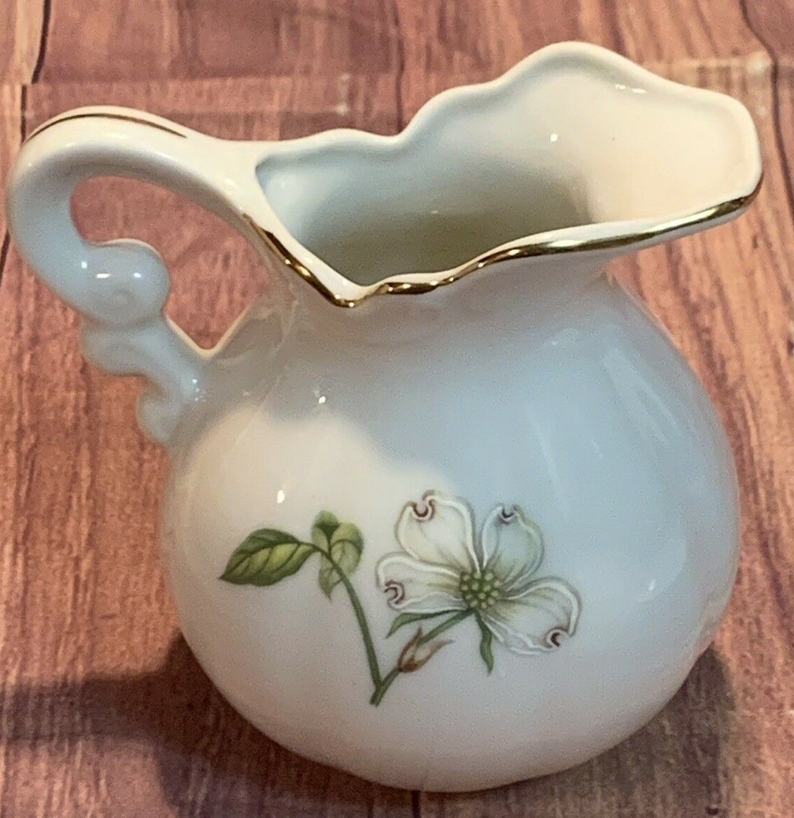 Lefton China ~ Dogwood Design *mini* Creamer and Saucer Set ~ Japan