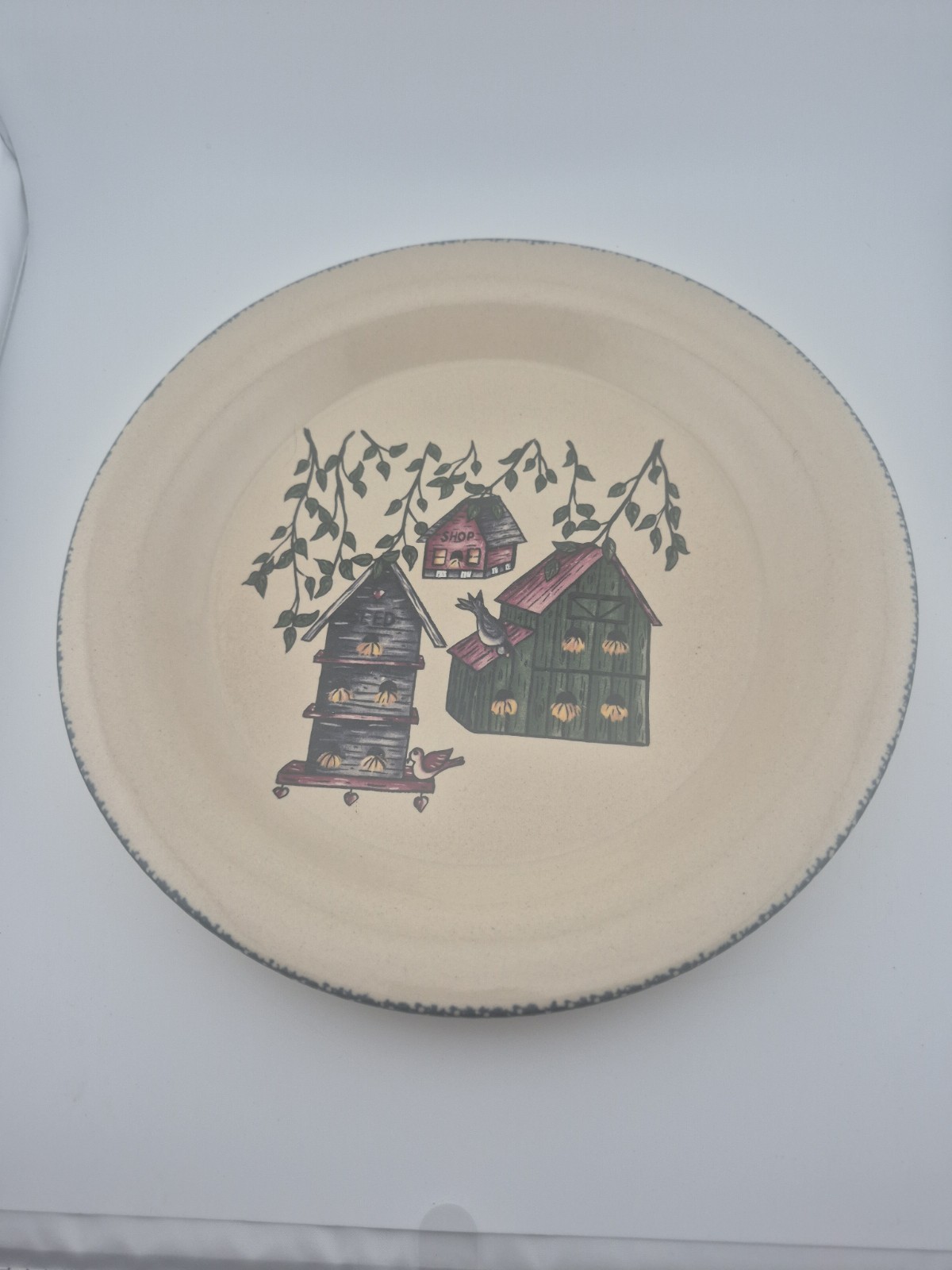 Home & Garden Party Handmade Ceramic Plate 10″ Country House Birdhouse Replace