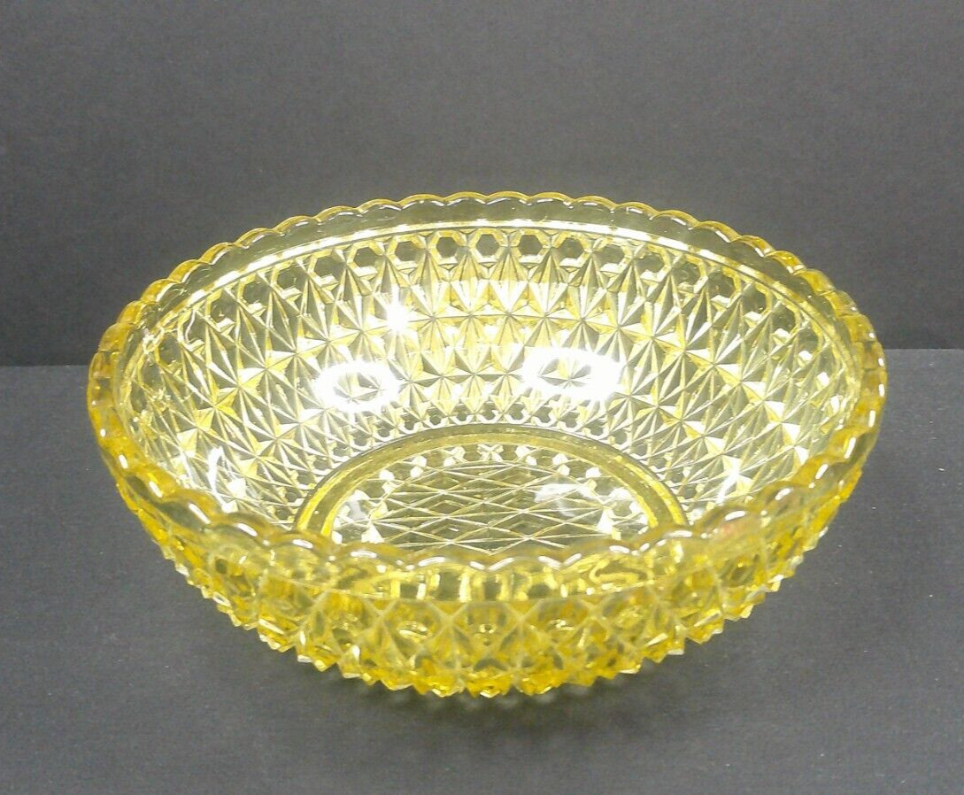 Pressed Diamond, #775, Central Glass Co, Amber Bowl, EAPG, USA, c1885, VgCd