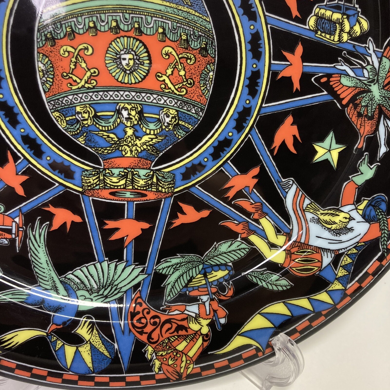 BOPLA Langenthal 12.25″ Charger / Chop Plate VOYAGE FLYING Hot Air Balloon Black