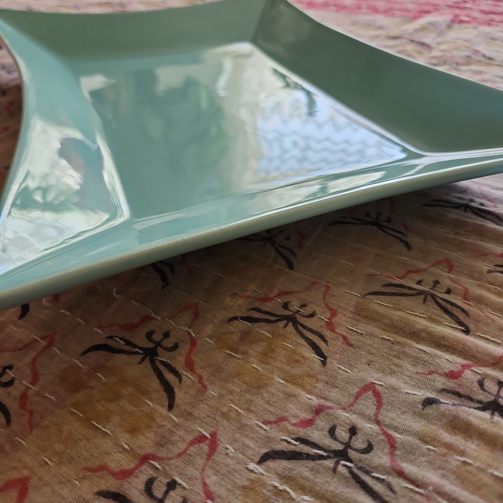 PP Home Portugal Aqua Rectangular Serving Platter Tray 15.5″ Modern Ceramic