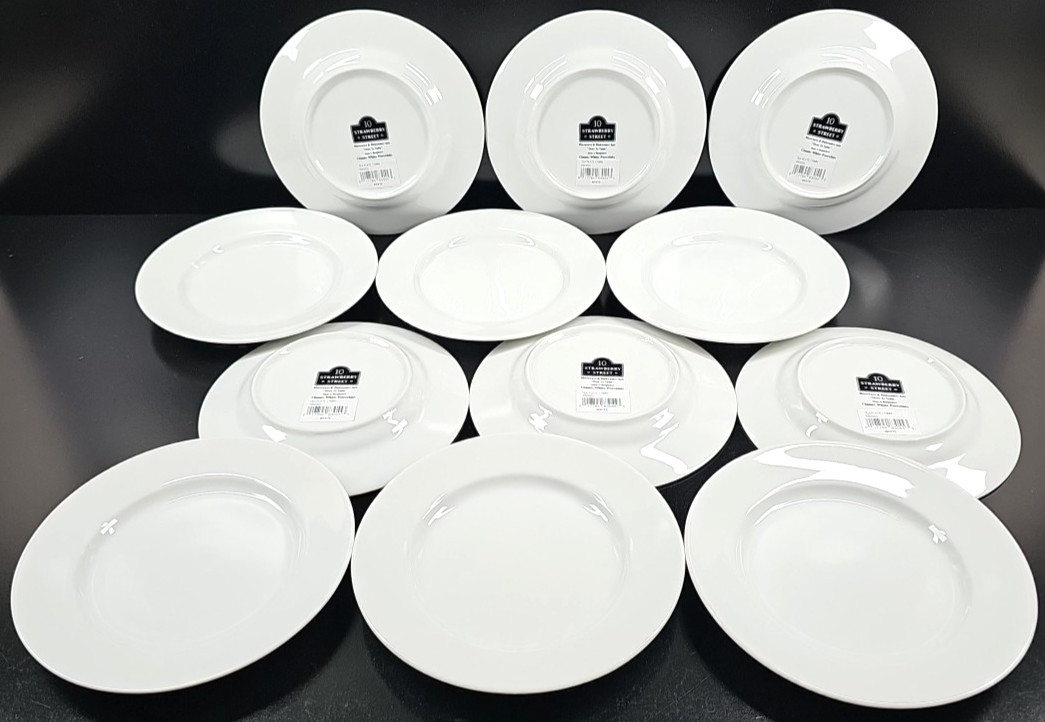 12) Ten Strawberry Street Classic White Tea Snack Appetizer Plate Set Dishes Lot