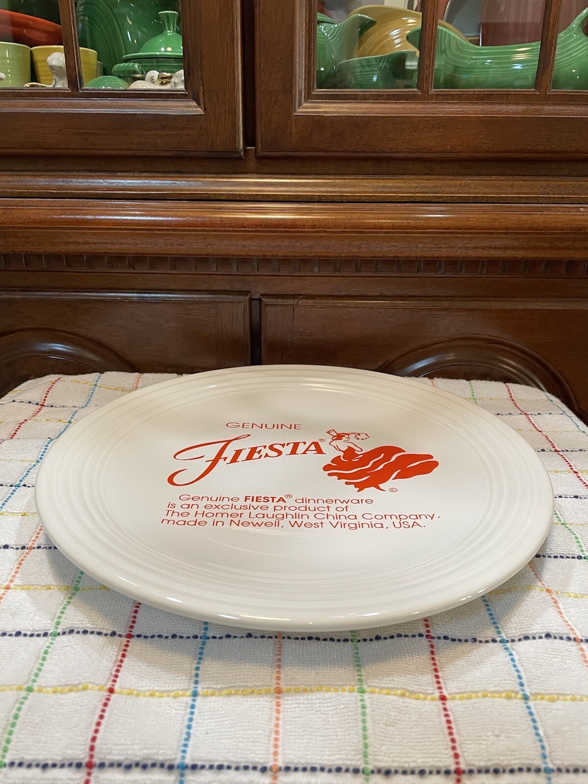 Fiesta Chop Plate Dancing Lady Advertising 11 3/4 Inches Pristine