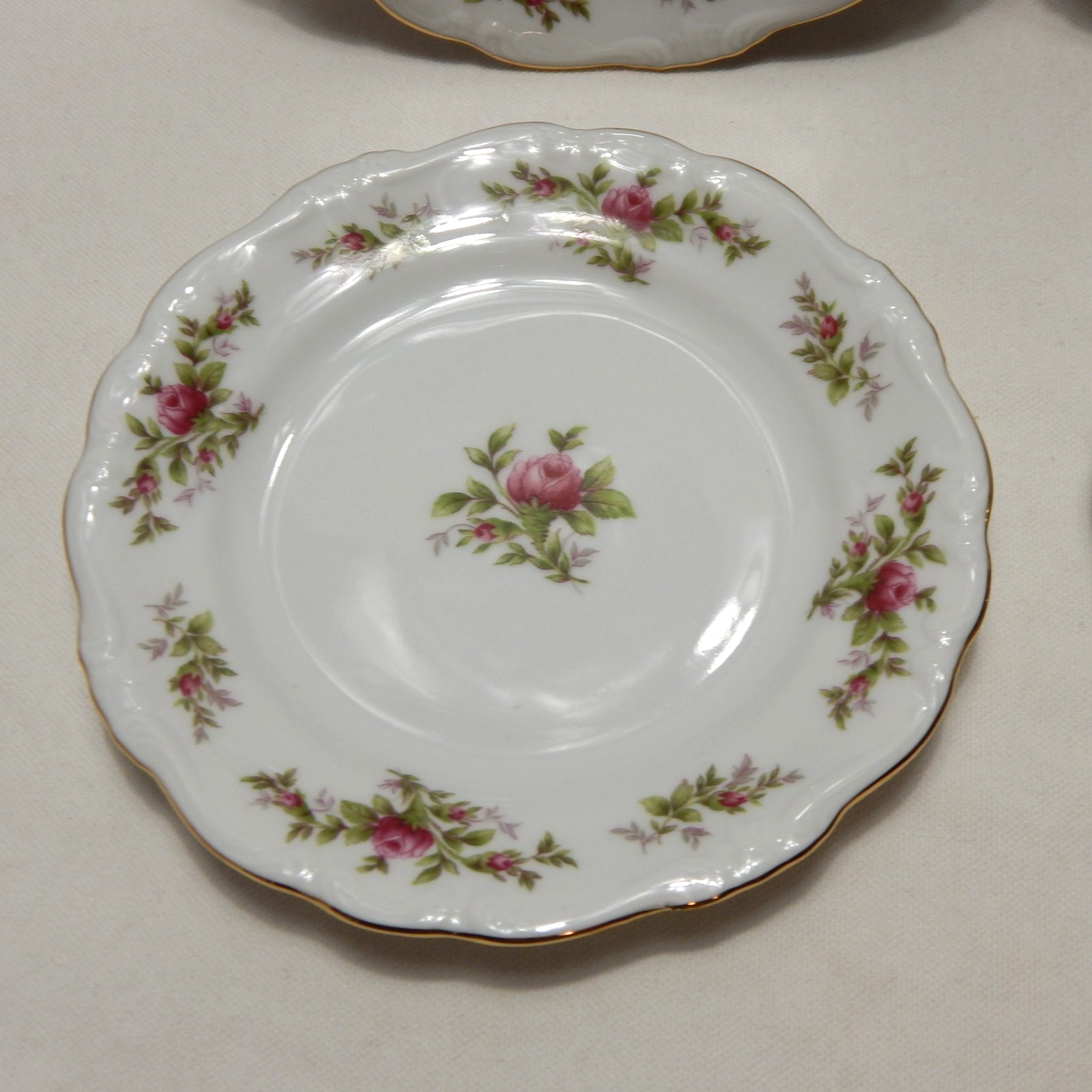 Set Of 4 Johann Haviland Bavaria Moss Rose Plates 6.25 In Fine China No Chips