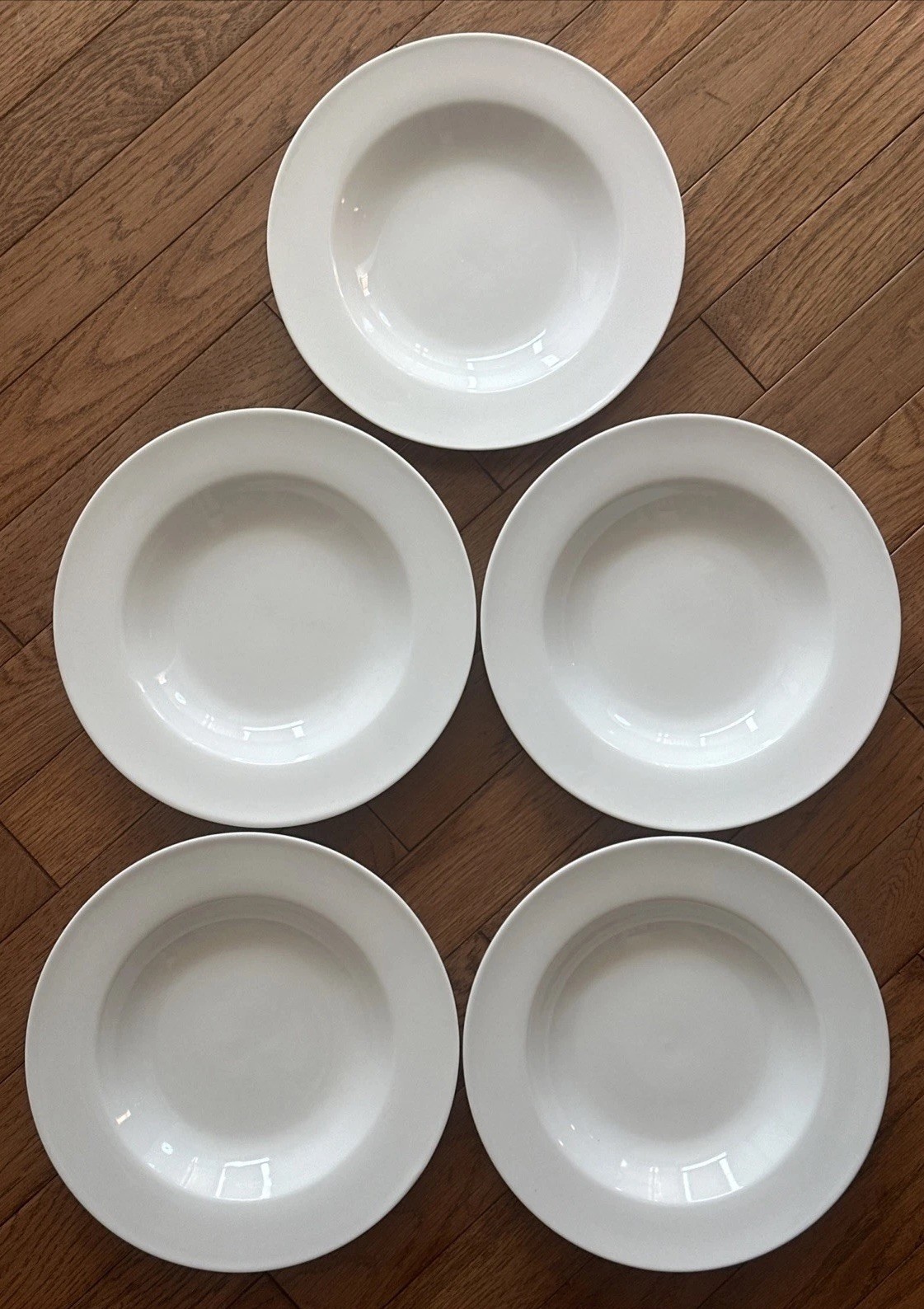 5 Fitz & Floyd Everyday White Porcelain Rim Soup Bowls SET 9” EXCELLENT