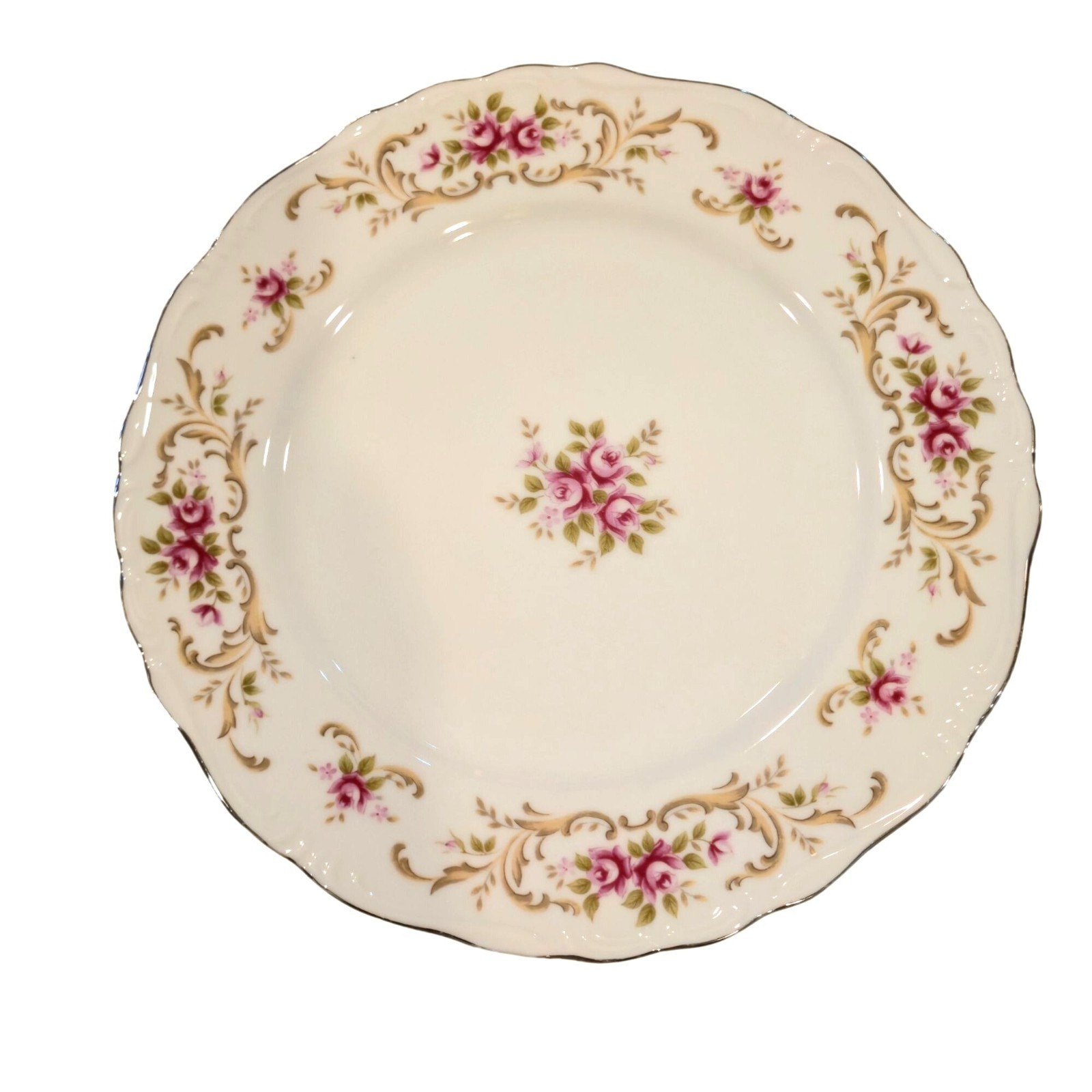Style House Rose Baroque Dinner Plates Vintage Floral Porcelain Set 4 Pink Roses