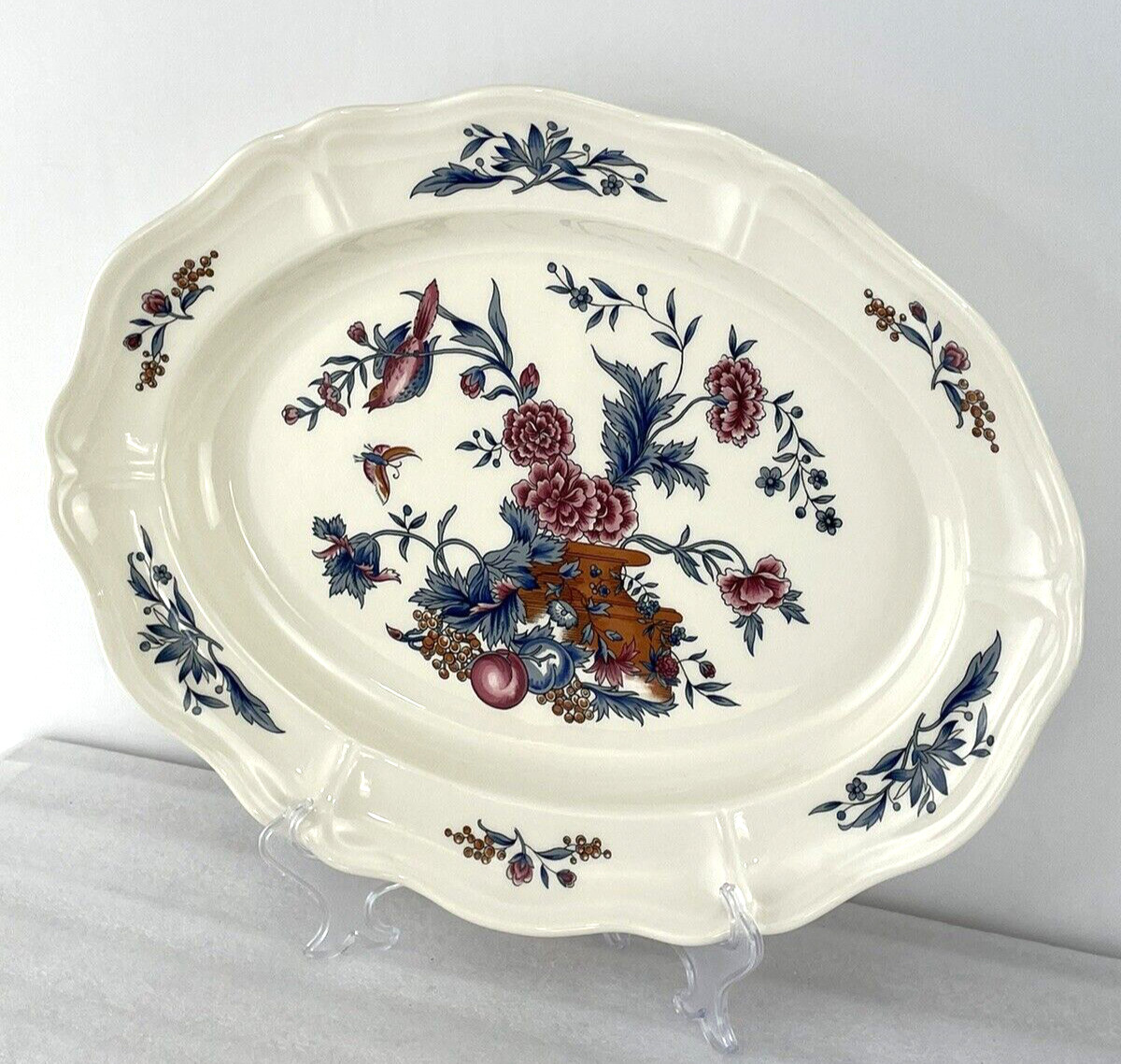 Wedgwood Williamsburg Potpourri~( 1 ) Floral Oval Serving Platter 15.5 x 12″ EUC