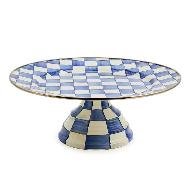 MacKenzie-Childs Royal Check Large Pedestal Platter, US Stock, No Import Fee