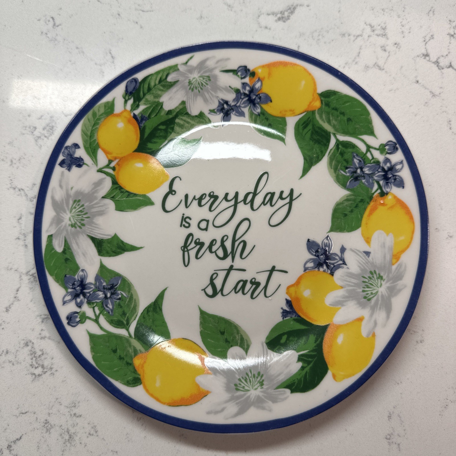 Royal Norfolk~Lemon Floral 7.25” Plates “Everyday is a Fresh Start” Set of 4 NEW