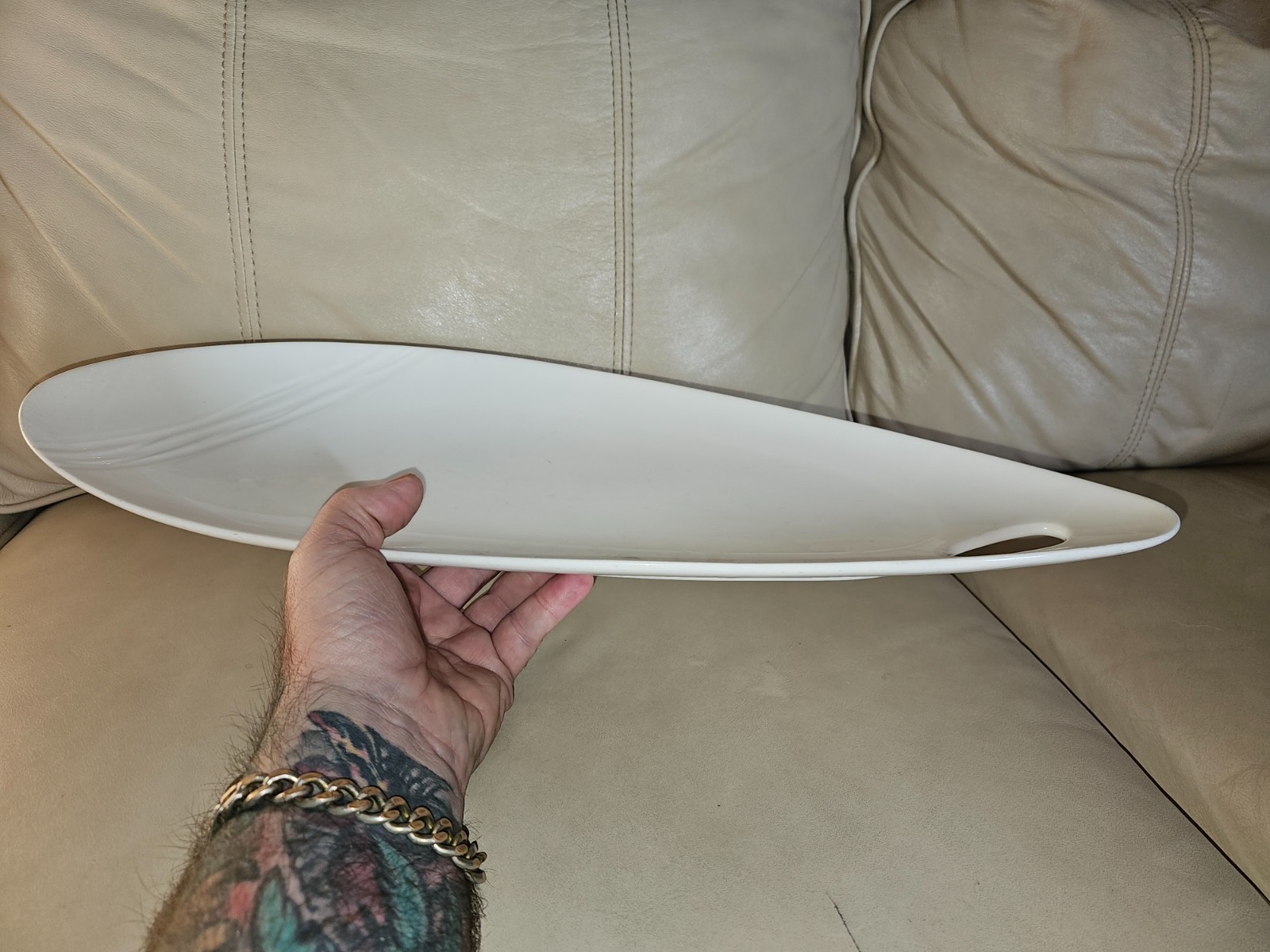 Steelite Post Modern Ceramic Asymmetrical Organic White Serving Platter 20″