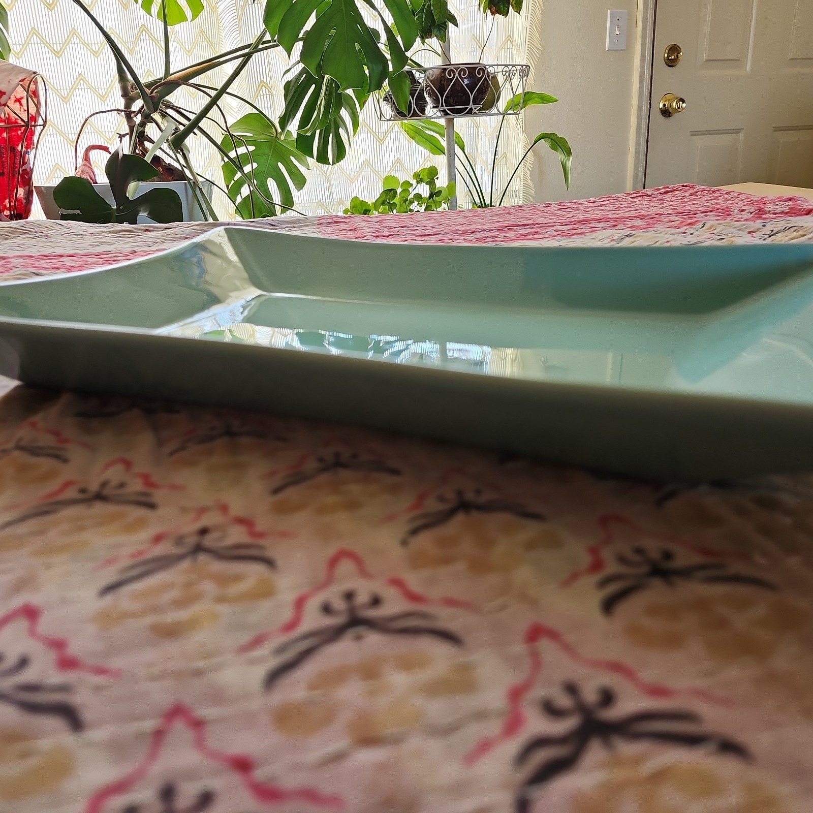PP Home Portugal Aqua Rectangular Serving Platter Tray 15.5″ Modern Ceramic