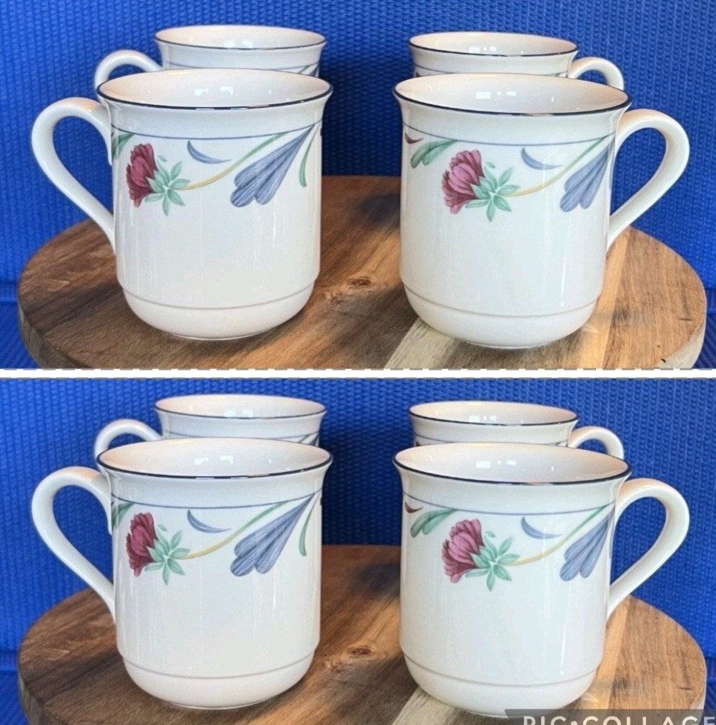 Set of 8 Lenox Chinastone Poppies on Blue Coffee/tea Cups/Mugs UNUSED