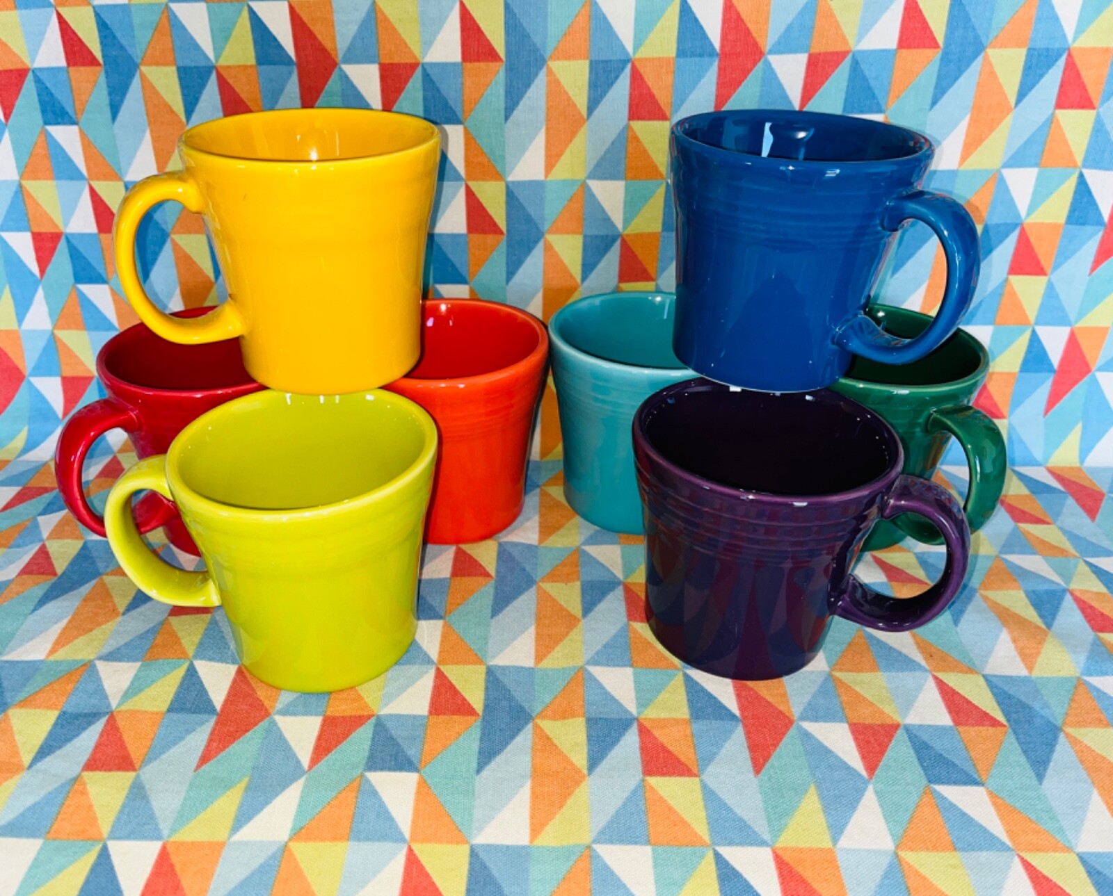 NEW bright set of 8 FIESTA TAPERED MUGS 15 oz FIESTAWARE Free Shipping