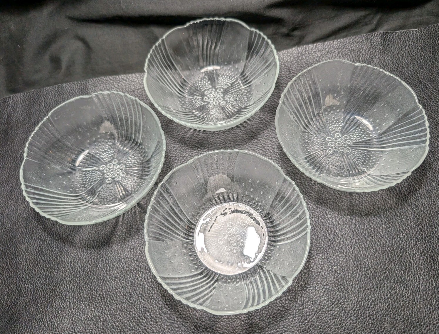1970’s Set of 4 Libbey Harmony Glass Berry/Dessert Bowls Clear Glass Serving 5in