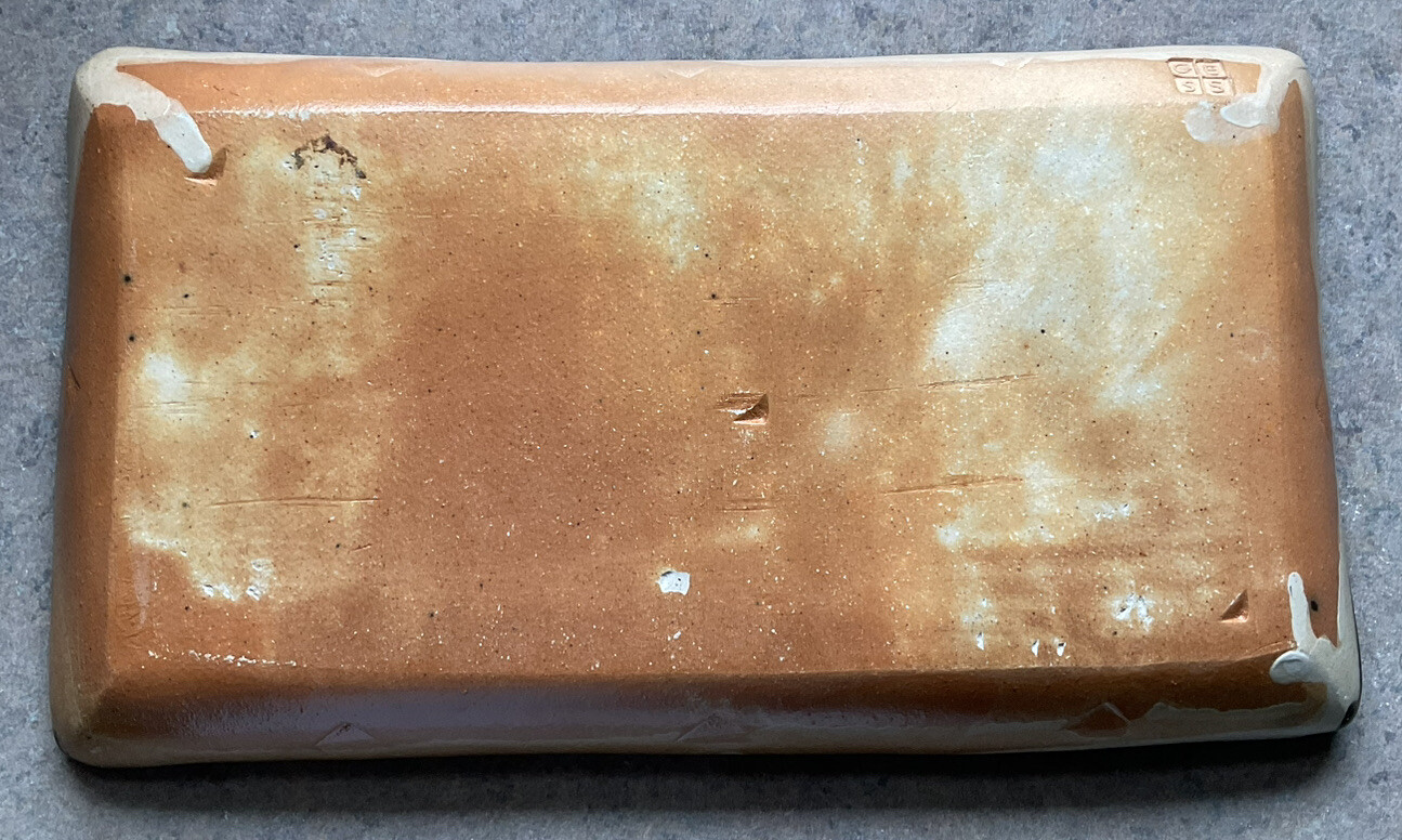 TERRY GESS :: STUDIO ART POTTERY 11”x 6” ABSTRACT TRAY Earthtones Signed NC USA
