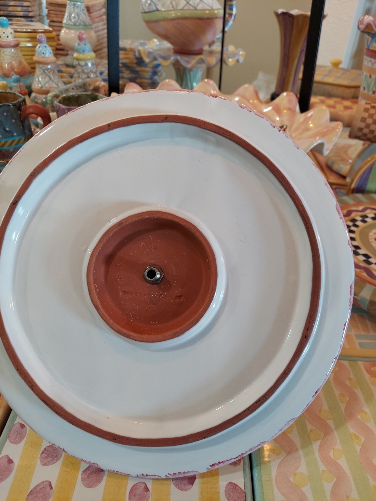MacKenzie-Childs Odd Fellows Ceramic Cheese Board With Courtly Check