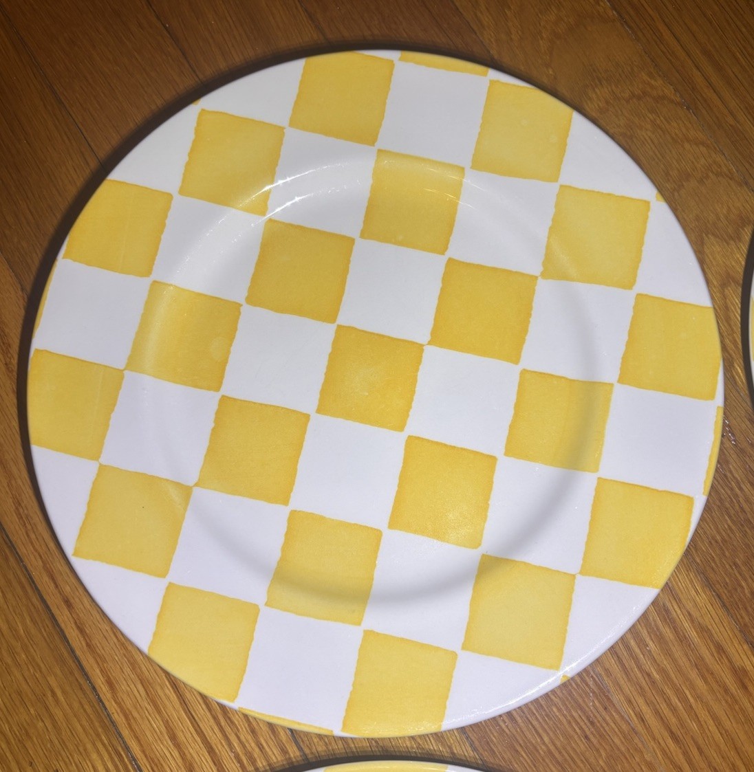 Set of 6 Royal Stafford Chequers Yellow & White Plaid 11″ Dinner Plates READ